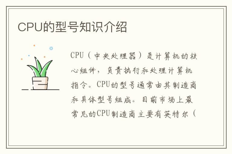 CPU的型号知识介绍